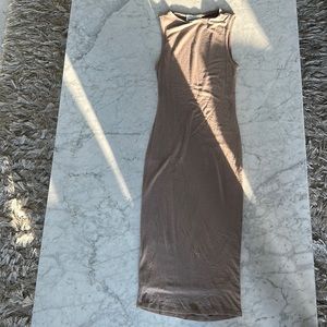 Tan Fitted MIDI Dress